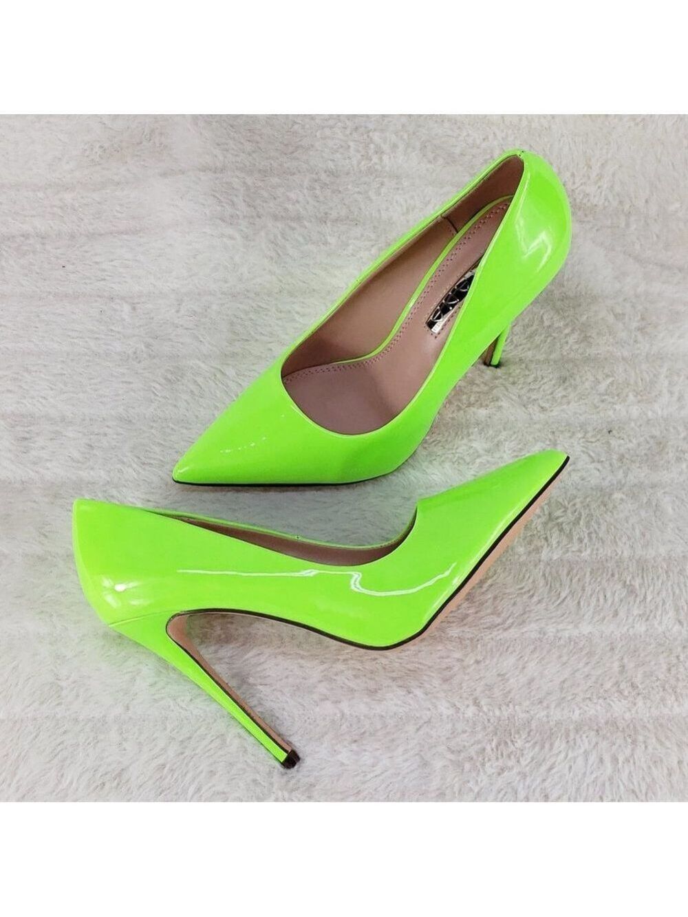 Bright Lime Yellow Patent Pointy Toe High Heel Stiletto Pumps Shoes